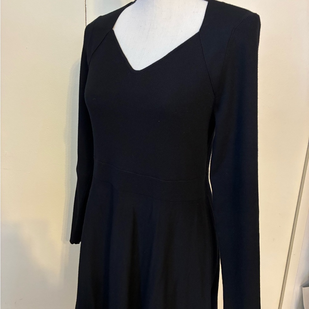 Black Knit Sweetheart Neckline, Sweater Dress by Talbots-Fit and Flare